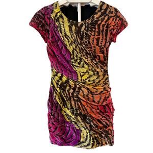 Diane Von Furstenberg Size 2 Erosa Dress Multicolor Silk Short Cocktail 90s